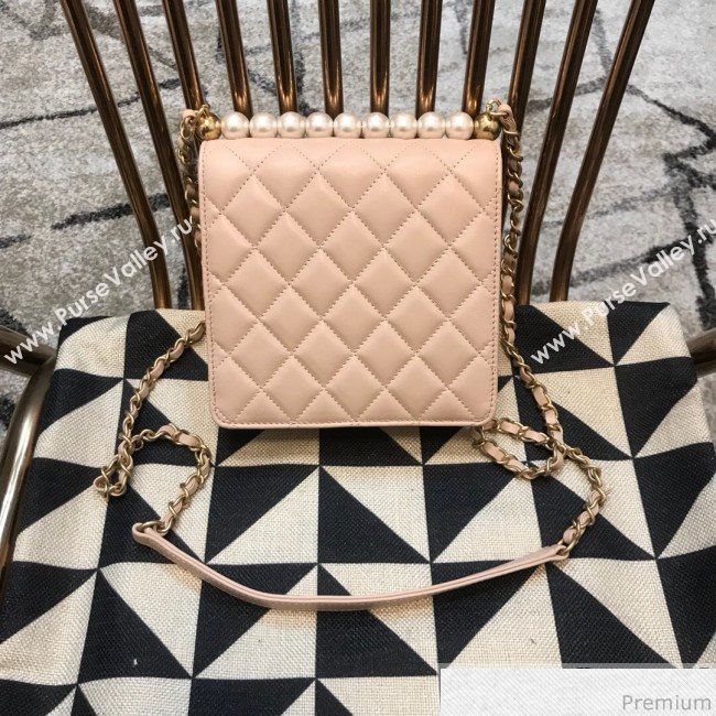 Chanel Lambskin Pearls Flap Bag AS0584 Pink 2019 (JDH-9032502)