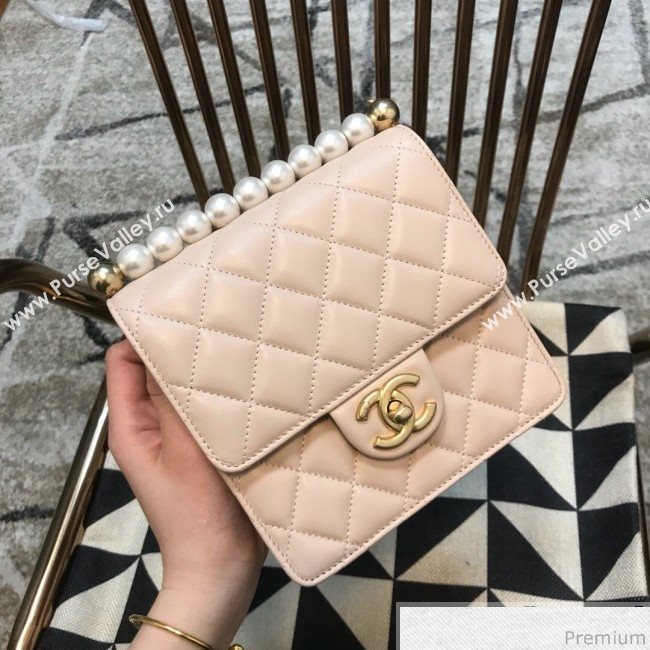 Chanel Lambskin Pearls Flap Bag AS0584 Pink 2019 (JDH-9032502)