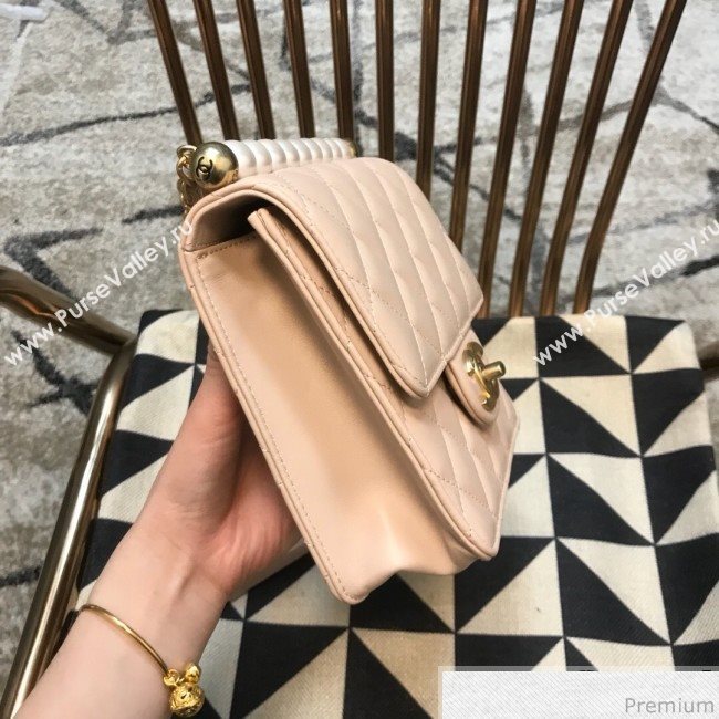 Chanel Lambskin Pearls Flap Bag AS0584 Pink 2019 (JDH-9032502)