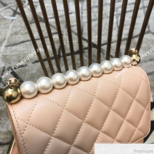 Chanel Lambskin Pearls Flap Bag AS0584 Pink 2019 (JDH-9032502)