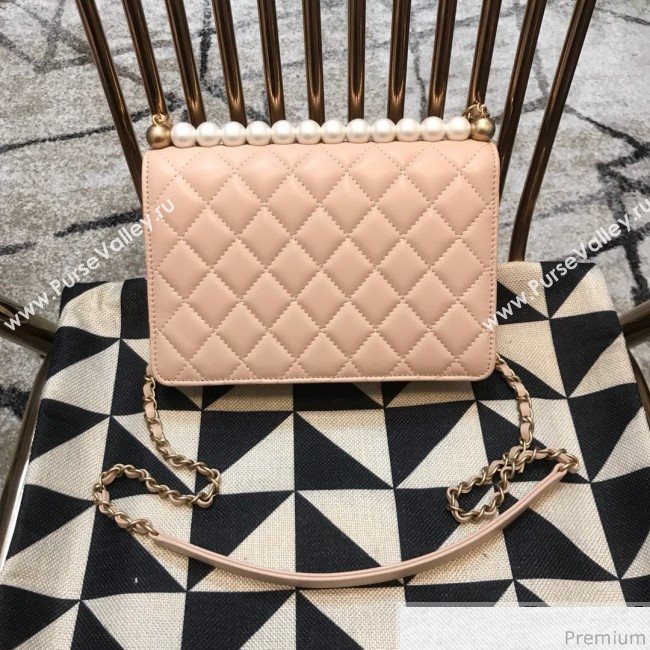 Chanel Lambskin Pearls Flap Bag AS0585 Pink 2019 (JDH-9032504)