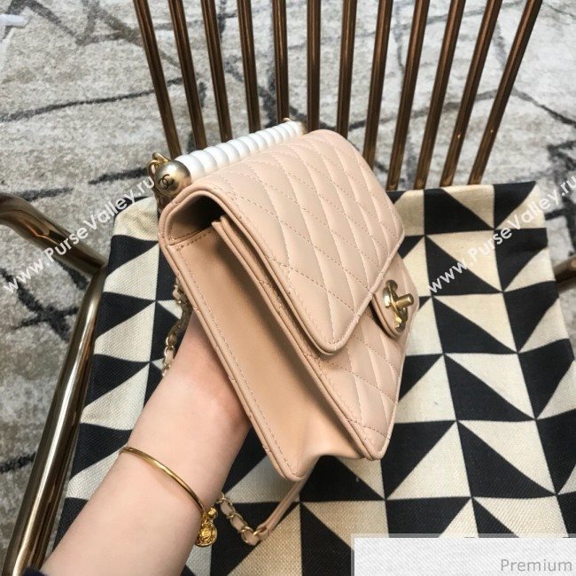 Chanel Lambskin Pearls Flap Bag AS0585 Pink 2019 (JDH-9032504)