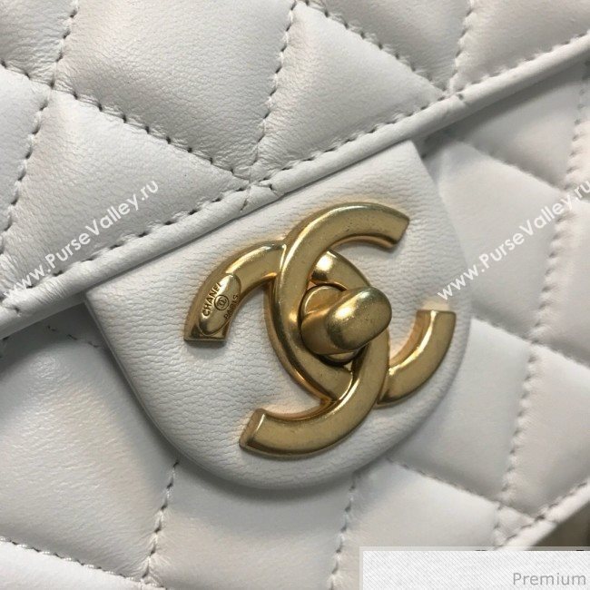 Chanel Lambskin Pearls Flap Bag AS0584 White 2019 (JDH-9032503)