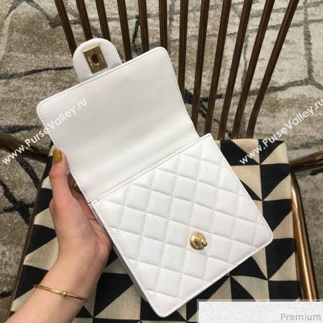 Chanel Lambskin Pearls Flap Bag AS0584 White 2019 (JDH-9032503)