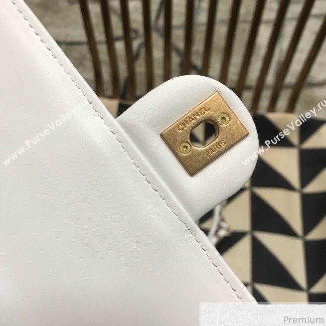 Chanel Lambskin Pearls Flap Bag AS0585 White 2019 (JDH-9032505)