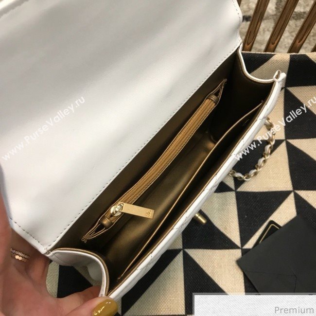 Chanel Lambskin Pearls Flap Bag AS0585 White 2019 (JDH-9032505)