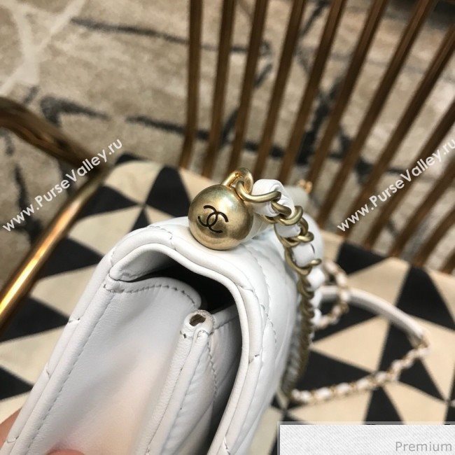 Chanel Lambskin Pearls Flap Bag AS0585 White 2019 (JDH-9032505)