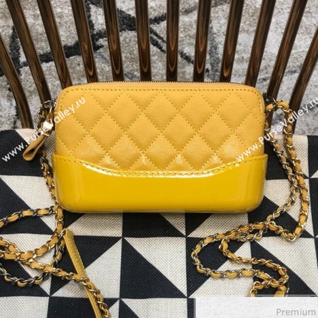 Chanel Gabrielle Clutch on Chain/Mini Bag in Grained Leather A94505 Yellow 2019 (JDH-9032511)