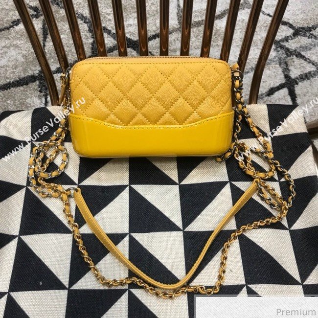 Chanel Gabrielle Clutch on Chain/Mini Bag in Grained Leather A94505 Yellow 2019 (JDH-9032511)