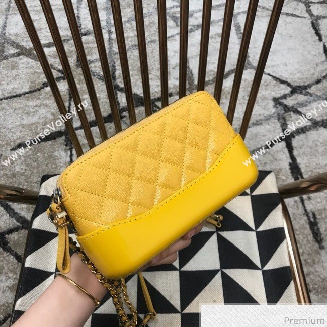 Chanel Gabrielle Clutch on Chain/Mini Bag in Grained Leather A94505 Yellow 2019 (JDH-9032511)