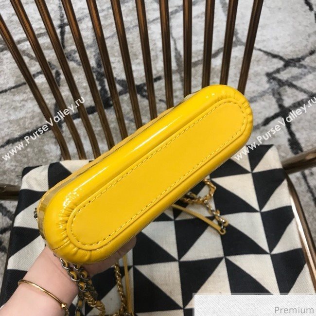 Chanel Gabrielle Clutch on Chain/Mini Bag in Grained Leather A94505 Yellow 2019 (JDH-9032511)