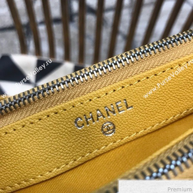 Chanel Gabrielle Clutch on Chain/Mini Bag in Grained Leather A94505 Yellow 2019 (JDH-9032511)