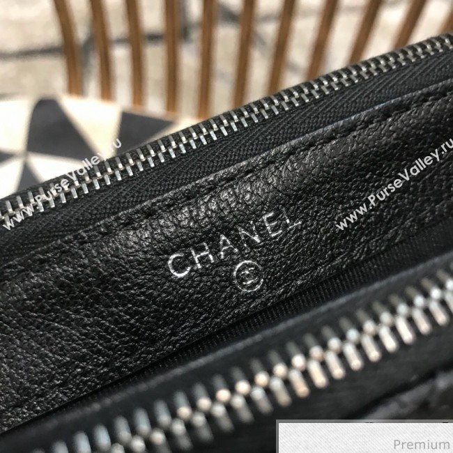 Chanel Gabrielle Clutch on Chain/Mini Bag in Grained Leather A94505 Black 2019 (JDH-9032512)