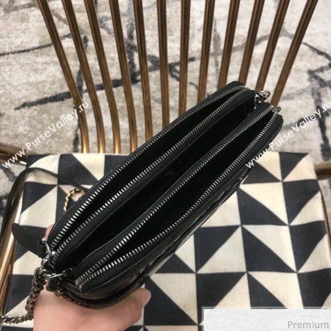 Chanel Gabrielle Clutch on Chain/Mini Bag in Grained Leather A94505 Black 2019 (JDH-9032512)