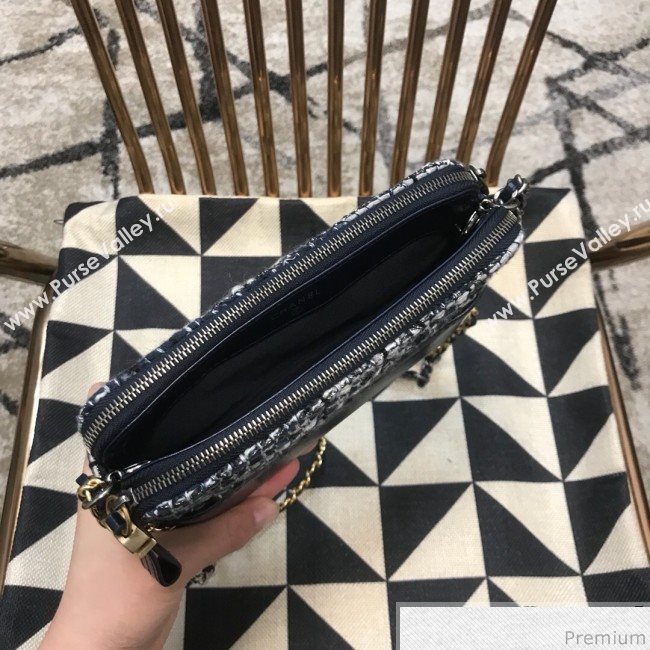Chanel Gabrielle Clutch on Chain/Mini Bag A94505 Blue Tweed 2019 (JDH-9032516)