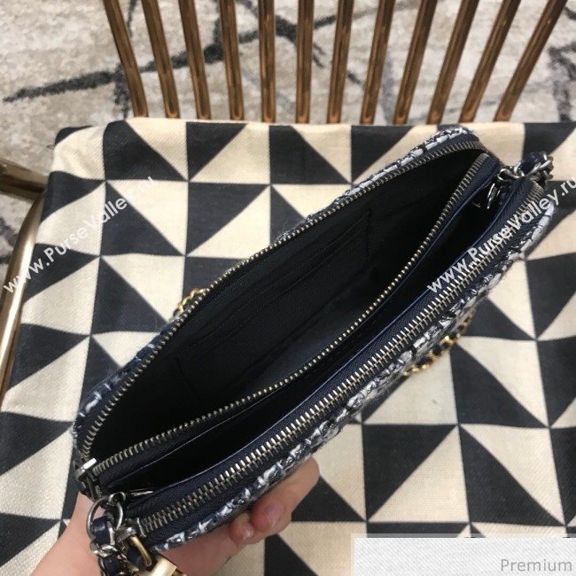 Chanel Gabrielle Clutch on Chain/Mini Bag A94505 Blue Tweed 2019 (JDH-9032516)