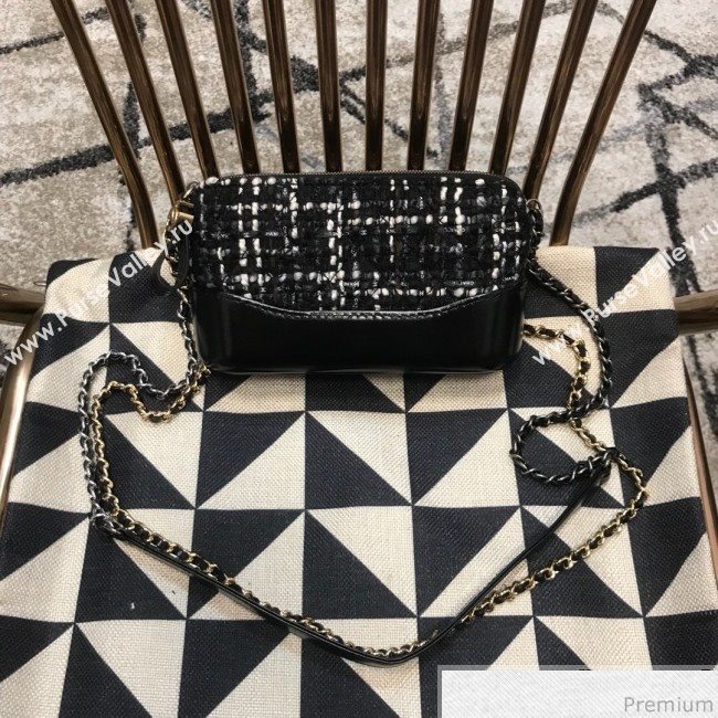 Chanel Gabrielle Clutch on Chain/Mini Bag A94505 Black/White Tweed 2019 (JDH-9032515)