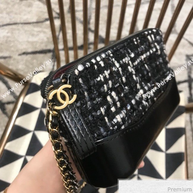 Chanel Gabrielle Clutch on Chain/Mini Bag A94505 Black/White Tweed 2019 (JDH-9032515)