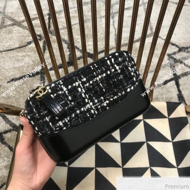 Chanel Gabrielle Clutch on Chain/Mini Bag A94505 Black/White Tweed 2019 (JDH-9032515)