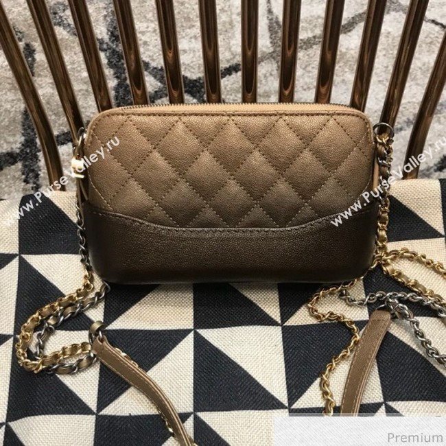 Chanel Gabrielle Clutch on Chain/Mini Bag in Grained Leather A94505 Khaki 2019 (JDH-9032513)