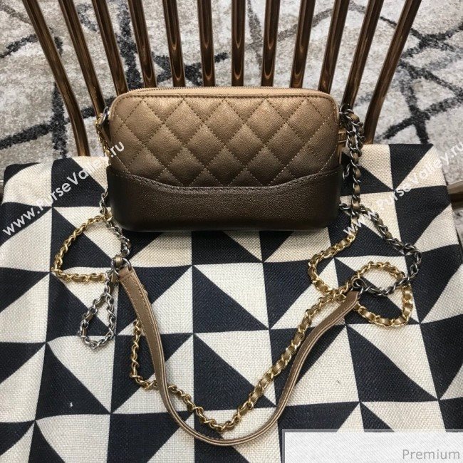 Chanel Gabrielle Clutch on Chain/Mini Bag in Grained Leather A94505 Khaki 2019 (JDH-9032513)