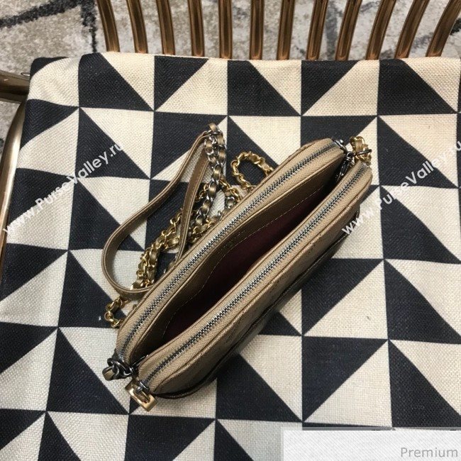 Chanel Gabrielle Clutch on Chain/Mini Bag in Grained Leather A94505 Khaki 2019 (JDH-9032513)