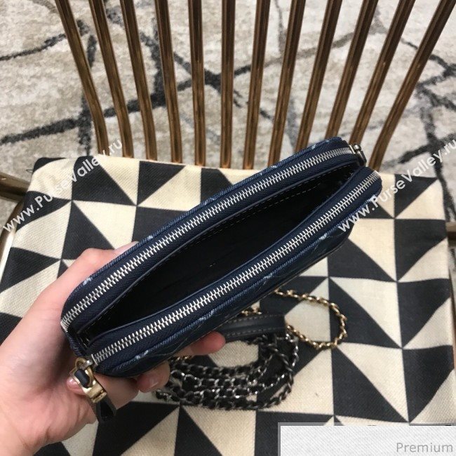 Chanel Gabrielle Clutch on Chain/Mini Bag A94505 Blue Fabric 2019 (JDH-9032514)
