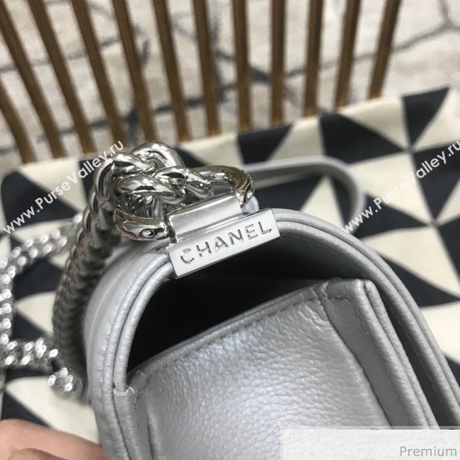 Chanel Camellia Small Boy Flap Bag A67085 Silver 2019 (JDH-9032517)
