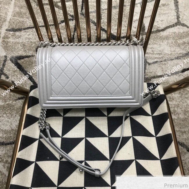 Chanel Camellia Large Boy Flap Bag A67085 Silver 2019 (JDH-9032518)