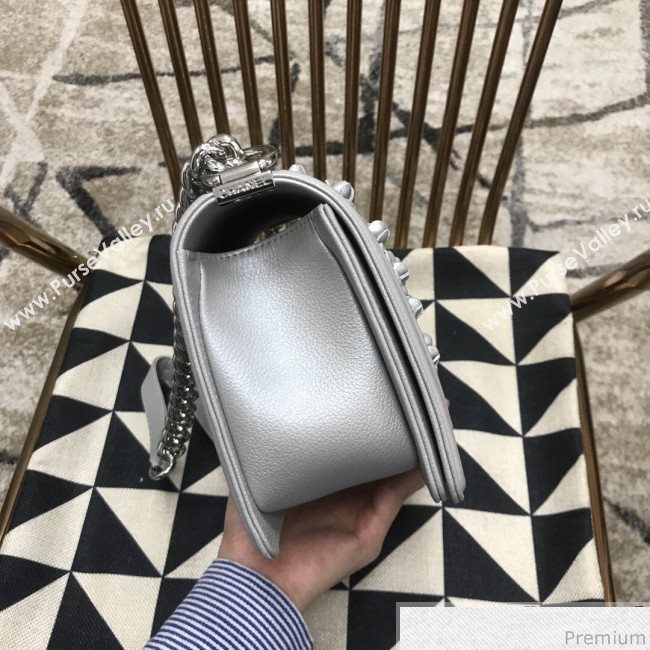 Chanel Camellia Large Boy Flap Bag A67085 Silver 2019 (JDH-9032518)