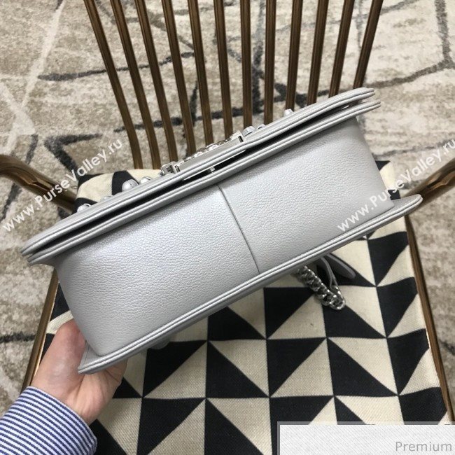 Chanel Camellia Large Boy Flap Bag A67085 Silver 2019 (JDH-9032518)