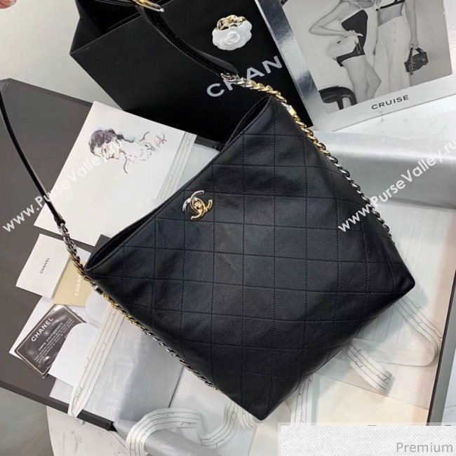 Chanel Calfskin Hobo Handbag AS0414 Black 2019 (PPP-9032521)