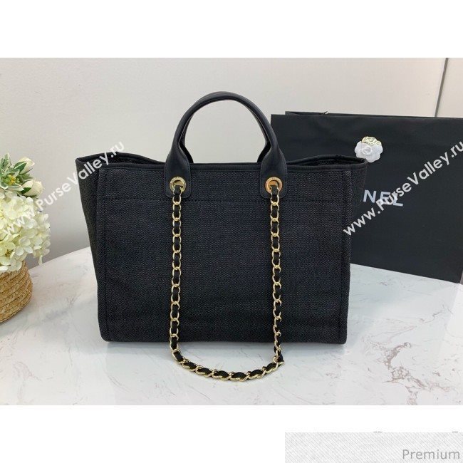 Chanel Lurex Nylon Deauville Large Shopping Tote Bag Black 2019 (PPP-9032522)