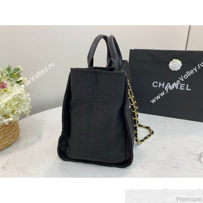 Chanel Lurex Nylon Deauville Large Shopping Tote Bag Black 2019 (PPP-9032522)