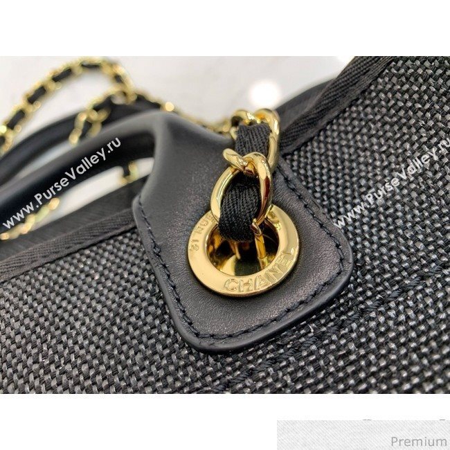 Chanel Lurex Nylon Deauville Large Shopping Tote Bag Black 2019 (PPP-9032522)
