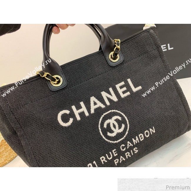 Chanel Lurex Nylon Deauville Large Shopping Tote Bag Black 2019 (PPP-9032522)