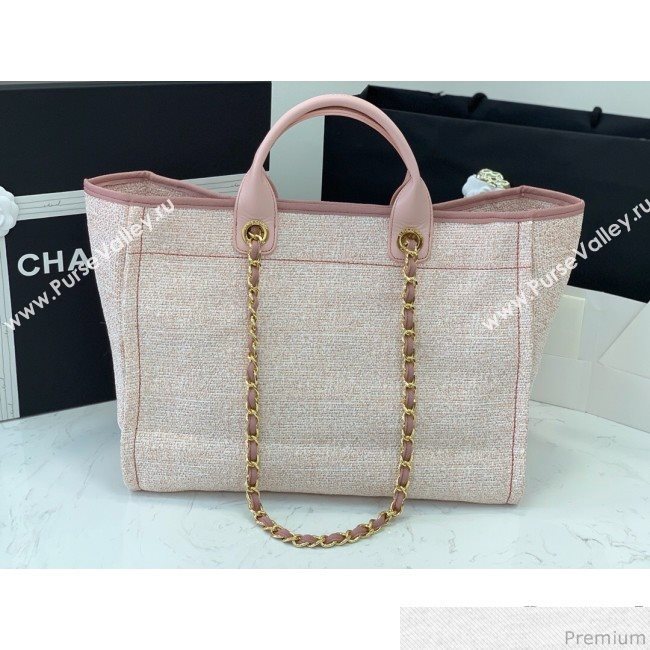 Chanel Lurex Nylon Deauville Large Shopping Tote Bag Light Pink 2019 (PPP-9032523)
