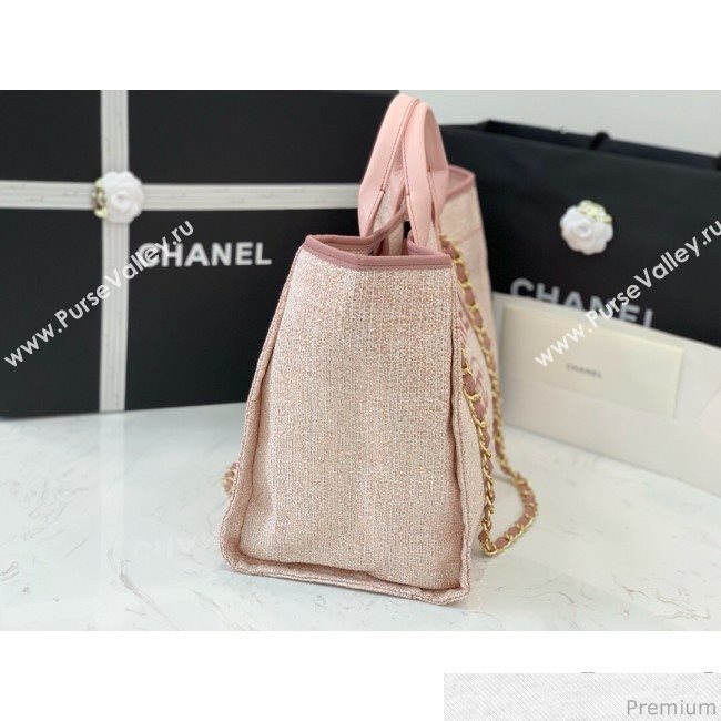 Chanel Lurex Nylon Deauville Large Shopping Tote Bag Light Pink 2019 (PPP-9032523)