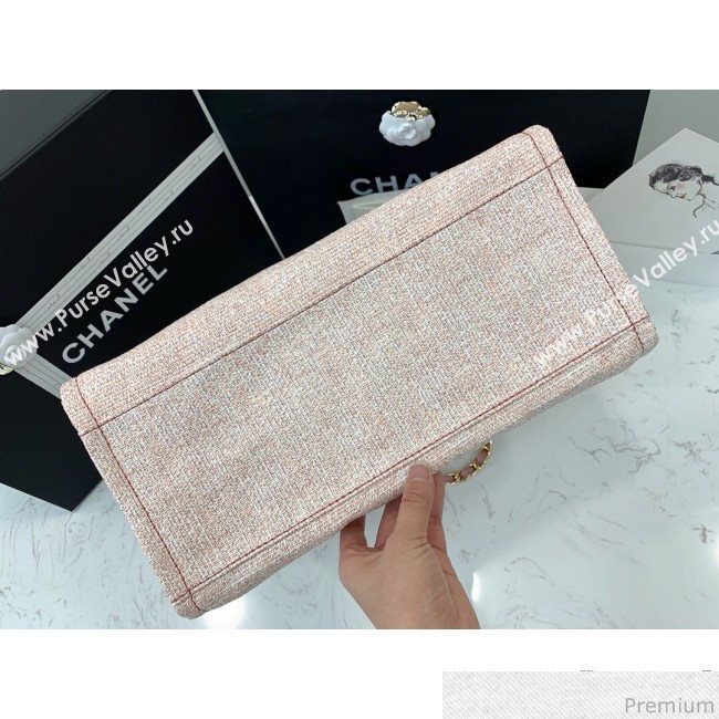 Chanel Lurex Nylon Deauville Large Shopping Tote Bag Light Pink 2019 (PPP-9032523)