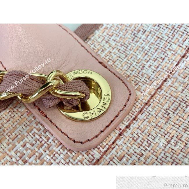 Chanel Lurex Nylon Deauville Large Shopping Tote Bag Light Pink 2019 (PPP-9032523)