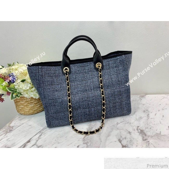 Chanel Lurex Nylon Deauville Large Shopping Tote Bag Blue/Grey 2019 (PPP-9032525)