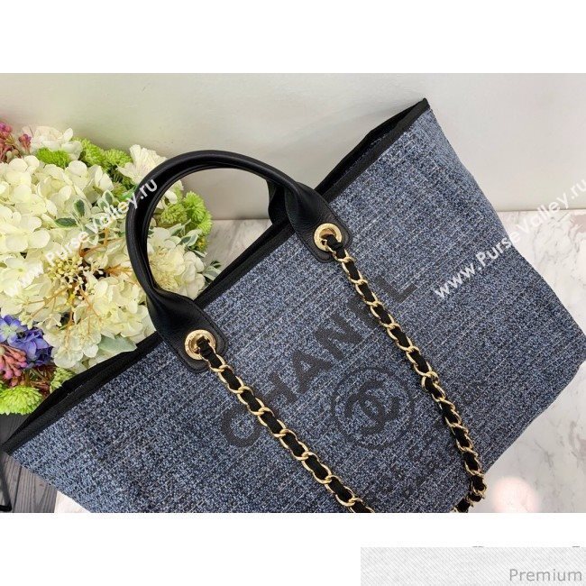 Chanel Lurex Nylon Deauville Large Shopping Tote Bag Blue/Grey 2019 (PPP-9032525)