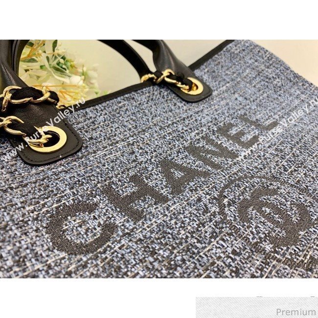 Chanel Lurex Nylon Deauville Large Shopping Tote Bag Blue/Grey 2019 (PPP-9032525)