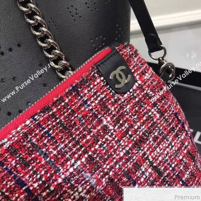 Chanel Large Eyelet Calfskin Shopping Bag AS0487 Black 2019 (XIN-9032601)