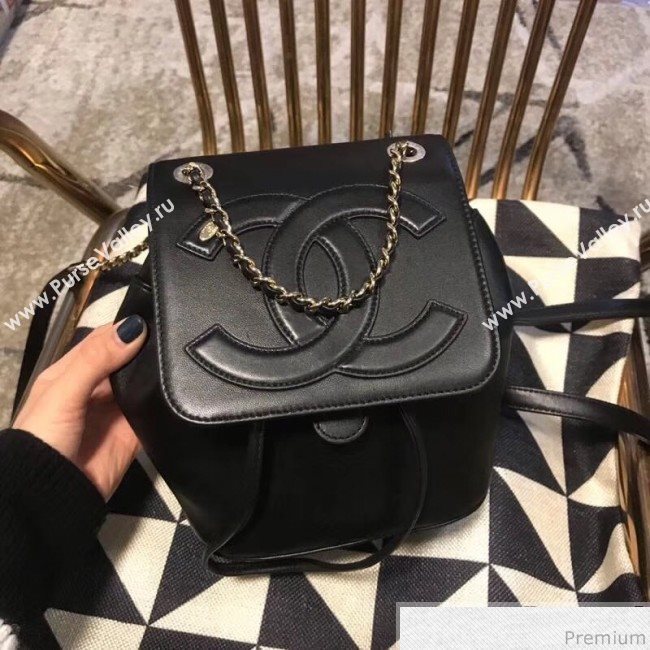 Chanel Lambskin Drawstring CC Flap Backpack Black 2019 (XIN-9032608)