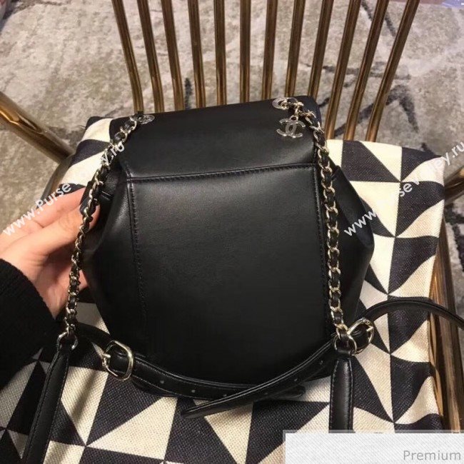 Chanel Lambskin Drawstring CC Flap Backpack Black 2019 (XIN-9032608)