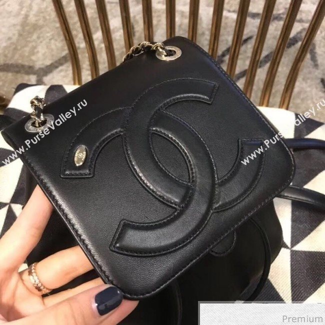 Chanel Lambskin Drawstring CC Flap Backpack Black 2019 (XIN-9032608)