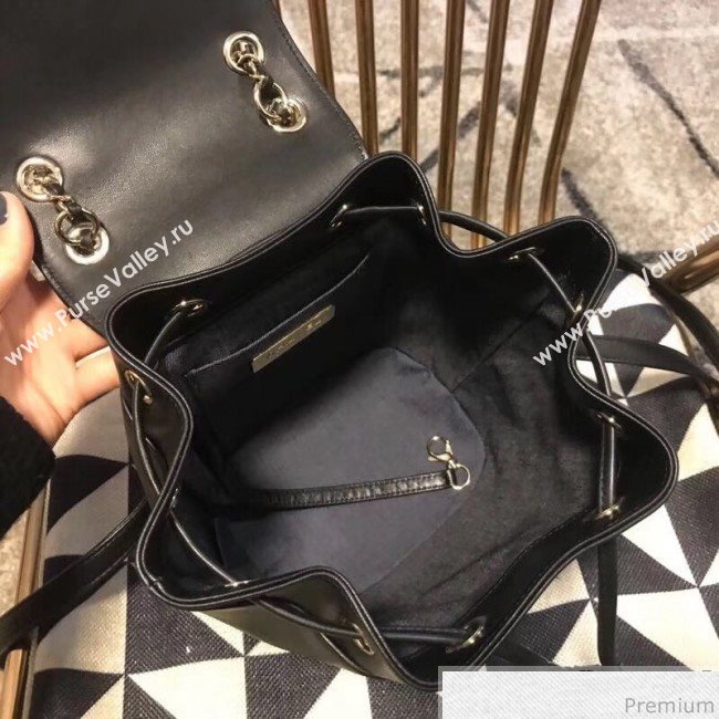 Chanel Lambskin Drawstring CC Flap Backpack Black 2019 (XIN-9032608)