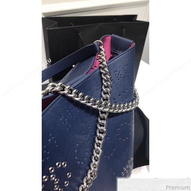 Chanel Eyelet Calfskin Drawstring Bucket Bag AS0304 Blue 2019 (XIN-9032609)