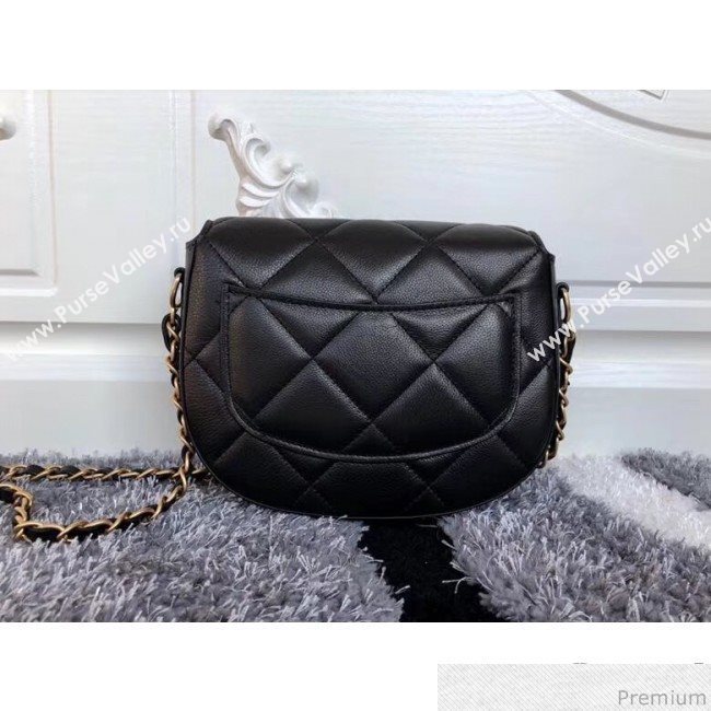 Chanel Vintage Camellia Saddle Flap Bag A57910 Black 2019 (XXY-9032612)